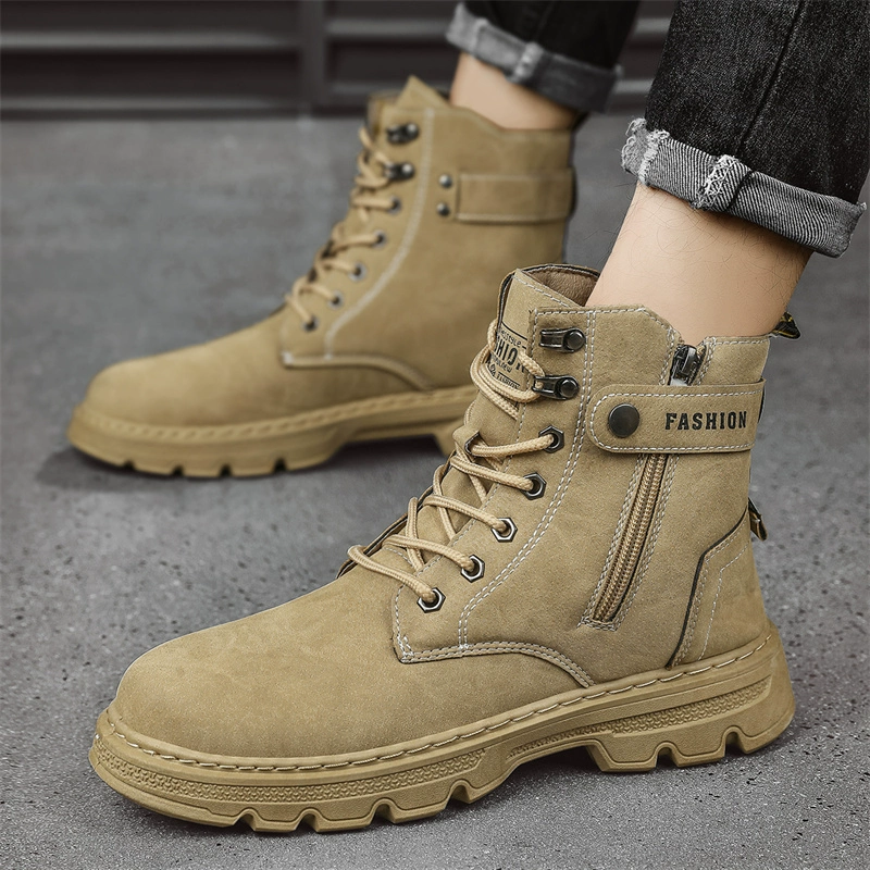 Кожаные зимние ботинки в стиле Martens, рифлёная подошва, шнуровка с боковой молнией, размеры 39–44