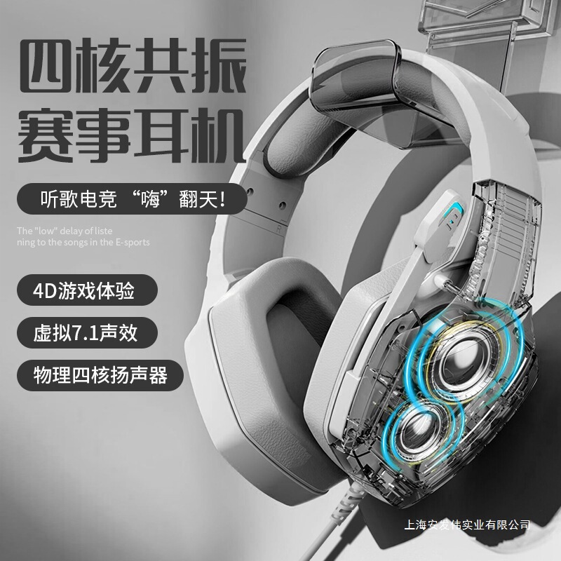 Vibrating Heavy Bass Computer Gaming Headset Head-Mounted Wired Headset Desktop Notebook E-Sports with Microphone