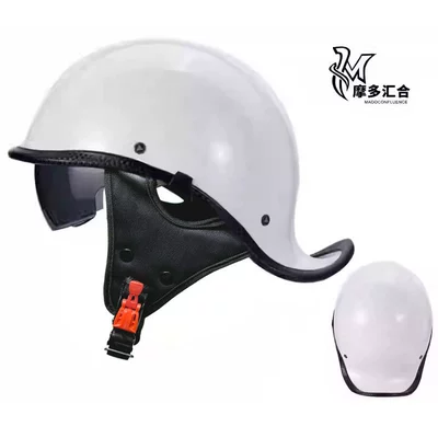 Motosiklet kaskı (dəbilqə) – Universal Safety Helmet - bright-white-autumn-and-winter-style-brown-lenses-m