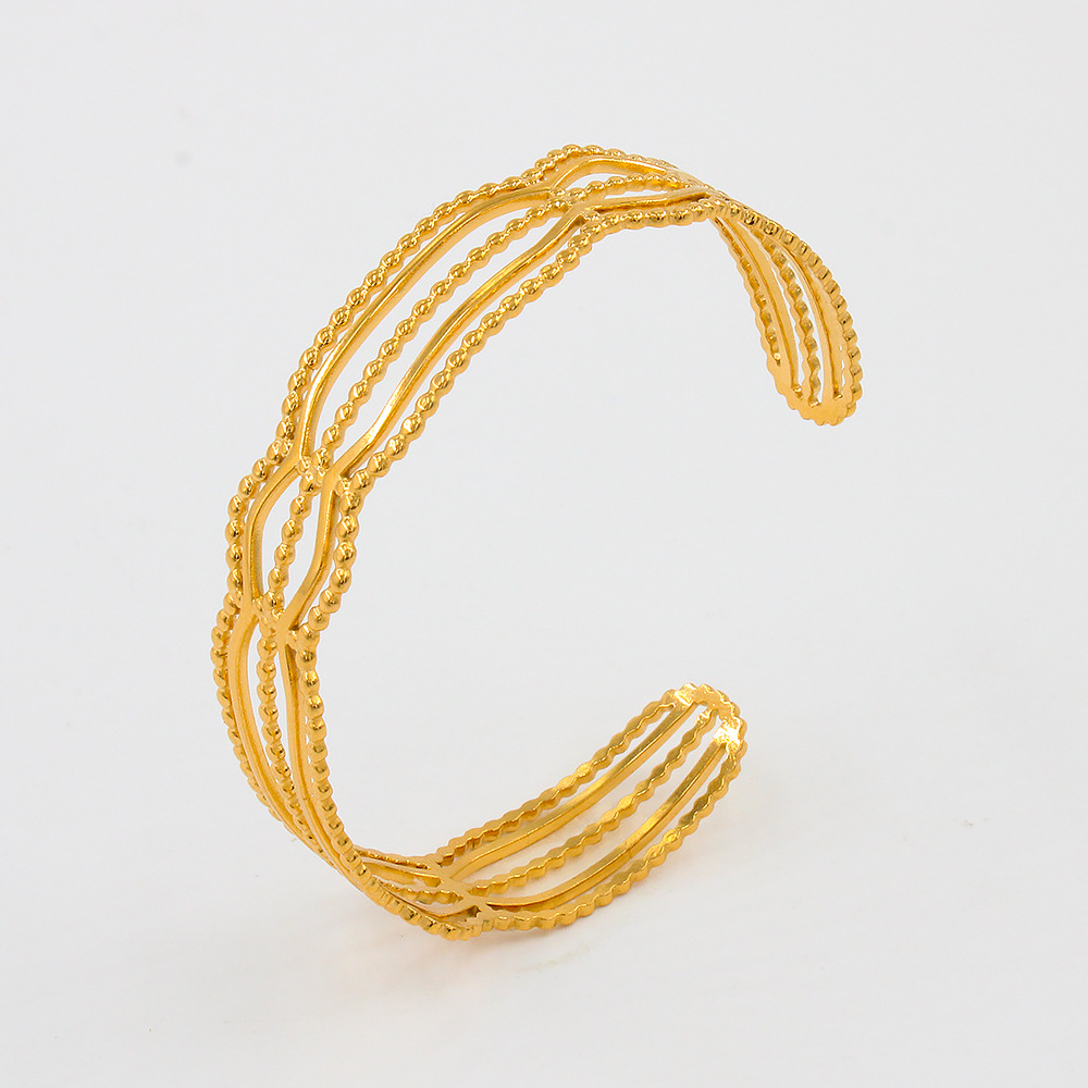 Women'S Gender Fashion Solid Color Titanium Steel Inlaid Gold Bangle 1 Piece