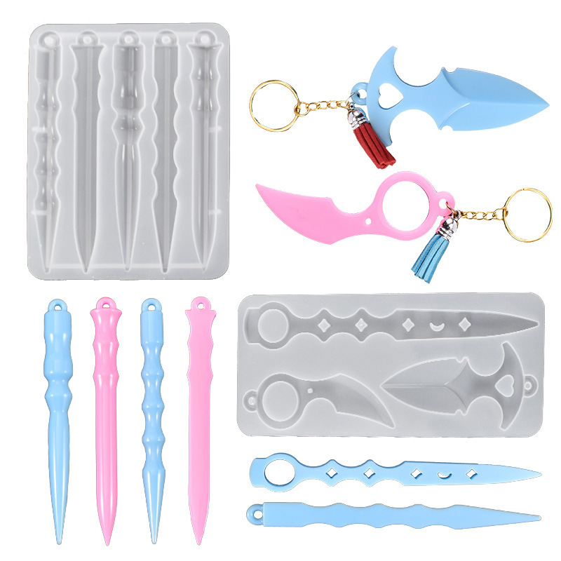 Manufacturers supply crystal glue jewelry keychain pendant creative self-defense a variety of defense silicone mold