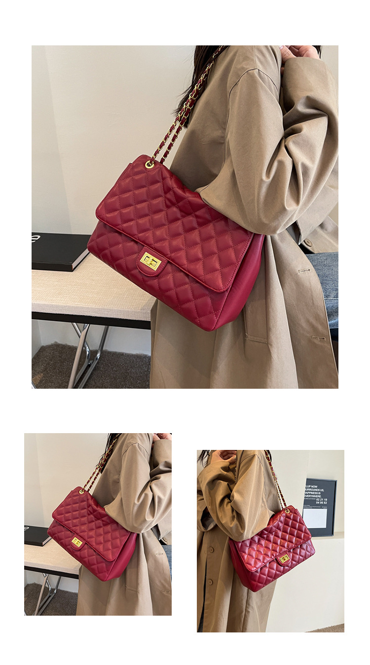 Women's Shoulder Bag Large Capacity Quilted Chain Handbag_voghion.com