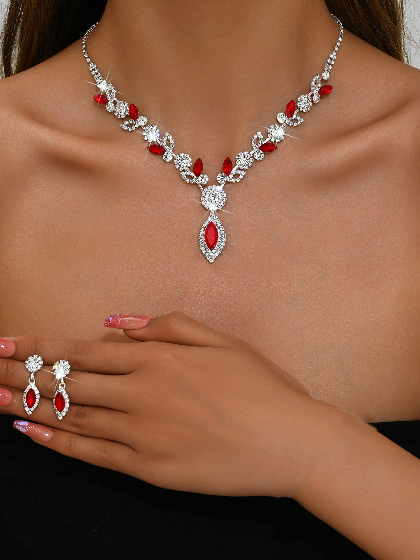 Joyería transfronteriza europea y americana al por mayor nupcial cristal blanco flor joyería traje moda banquete boda collar Accesorios