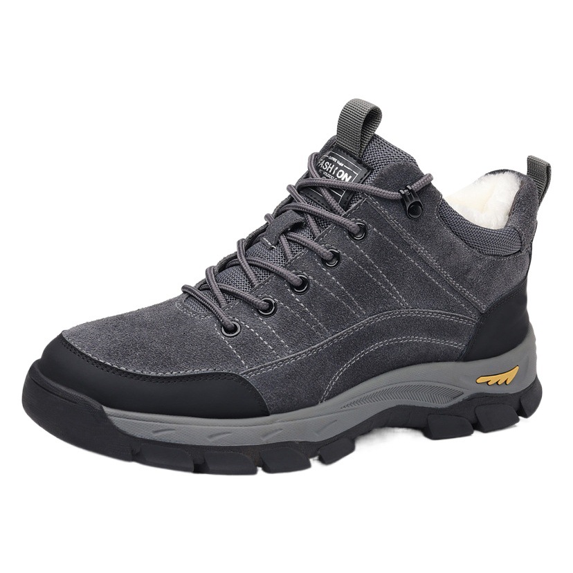 Zapatos acolchados de algodón para hombres de lana de invierno zapatos de hombre forrados de lana casual al aire libre zapatos de hombre de piel de vaca de cuero genuino cálido para hombres de mediana edad zapatos de invierno