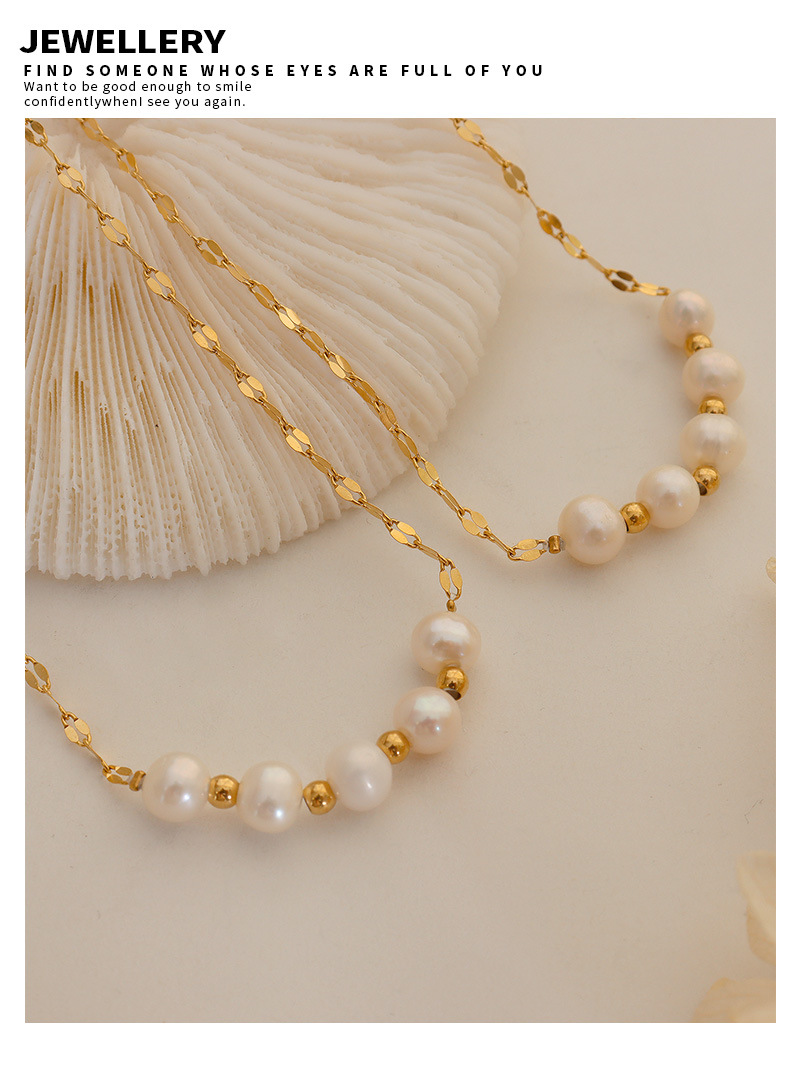 Fashion Solid Color Titanium Steel Choker Pearl Stainless Steel Necklaces_colorza_4