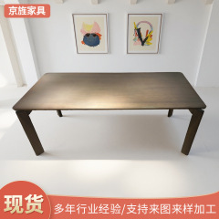意式轻奢创意餐桌家用小户型纯黑桌子现代简约公司用办公桌