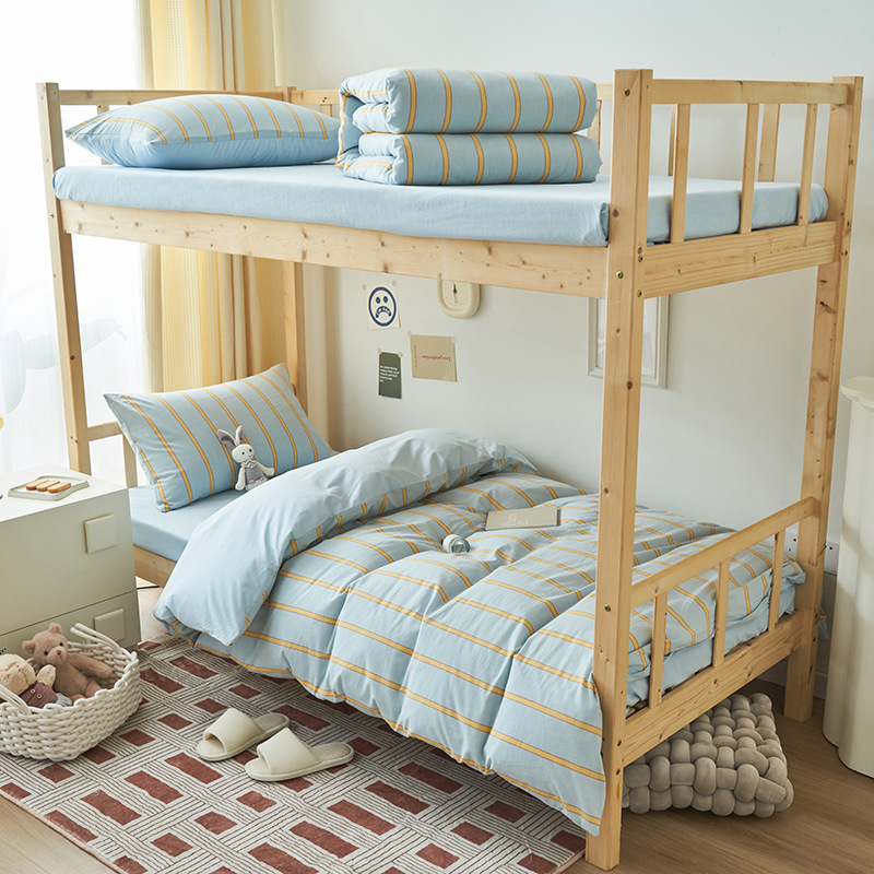 College Students' Dormitory Bed Cotton Three-piece Set Cotton Bed Bedroom Supplies Quilt Cover Bed Sheet Shelf Bed Solid Color