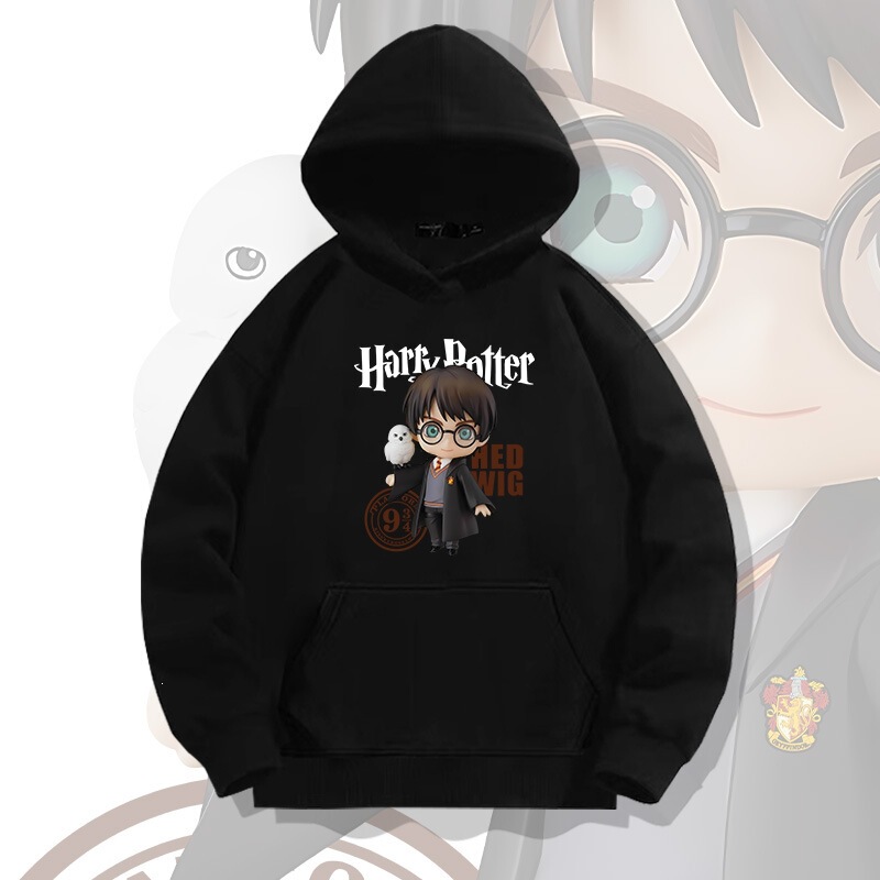 umor American retro Harry Potter hooded sweatshirt for men, autumn youth trendy loose-fitting drop-shoulder clothing jacket