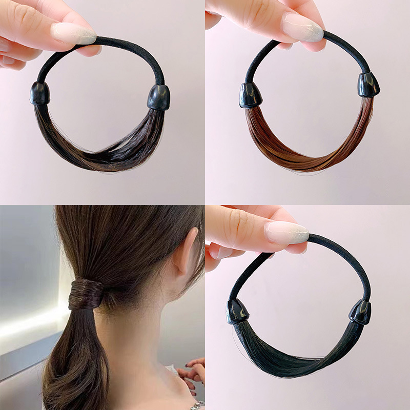 かつらヘアバンドヘアロープ 2025 新しいハイエンドゴムバンド女性のヘアポニーテール大人の低ボールヘアロープ|undefined