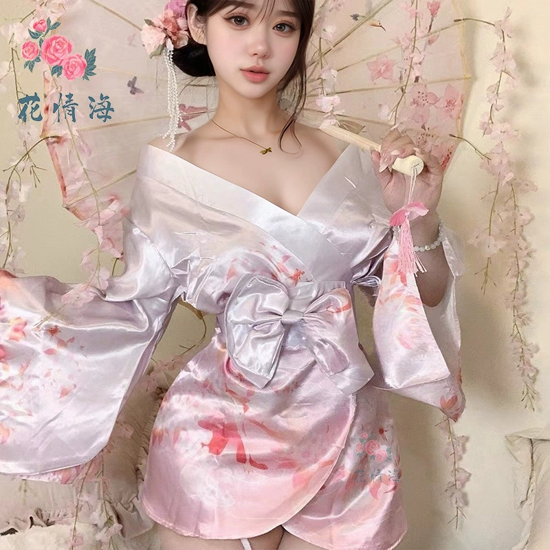 花情海 Sexy нижнее белье сексуальное глубокое V ретро наряд лиса мечта 2D японское кимоно A515