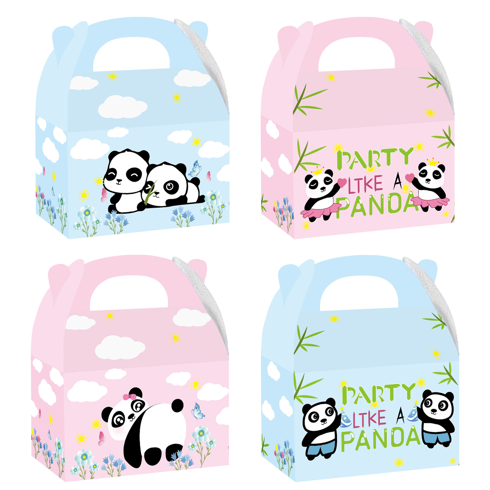 亚马逊款可爱风熊猫糖果礼物纸盒苹果礼盒装饰礼品美卡纸彩盒子