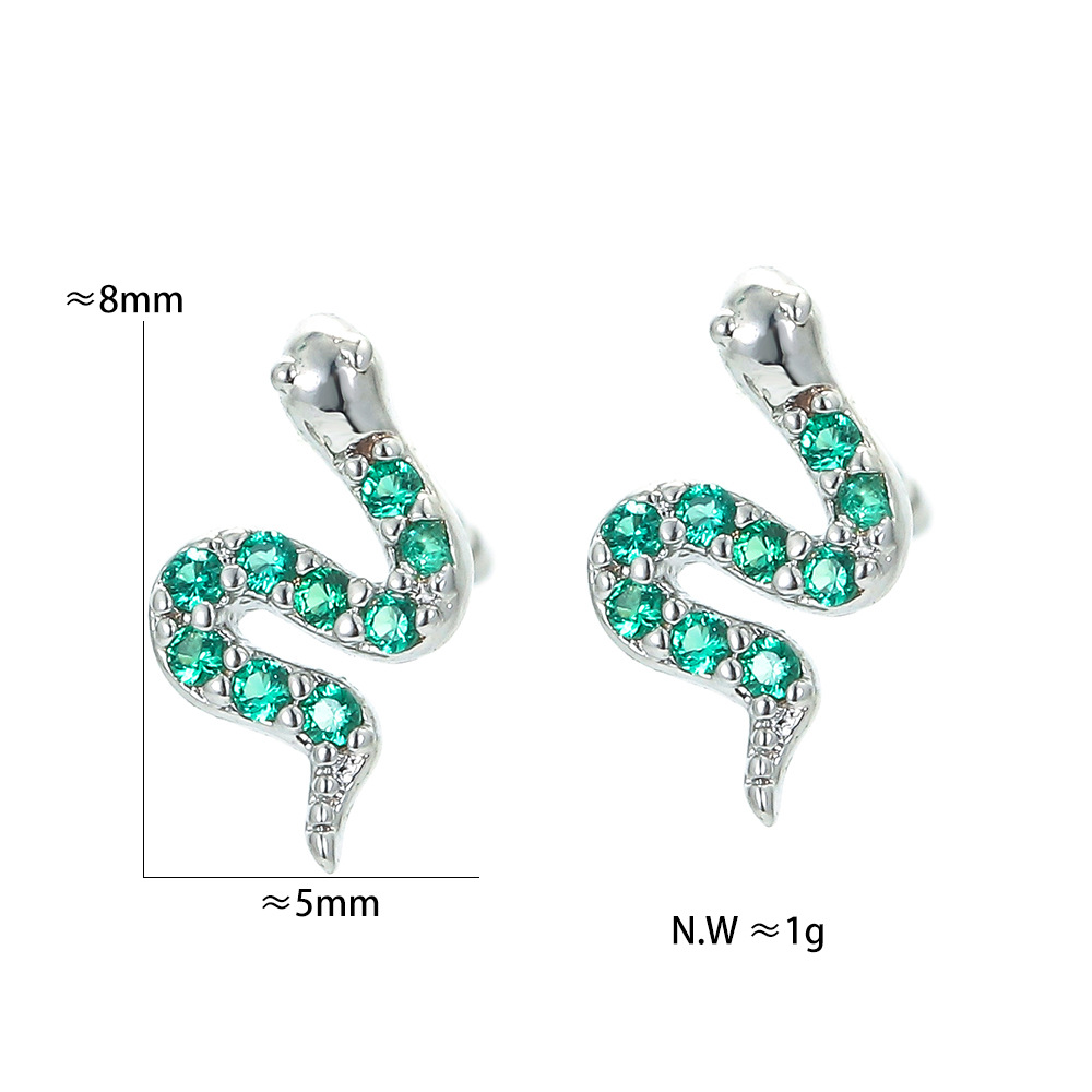 Retro Snake-shaped Earrings White Gold Snake Retro Simple Earrings display picture 3