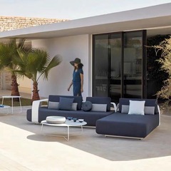 Outdoor stainless steel sofa courtyard coffee table set hotel garden open-air villa rattan chair leisure outdoor furniture