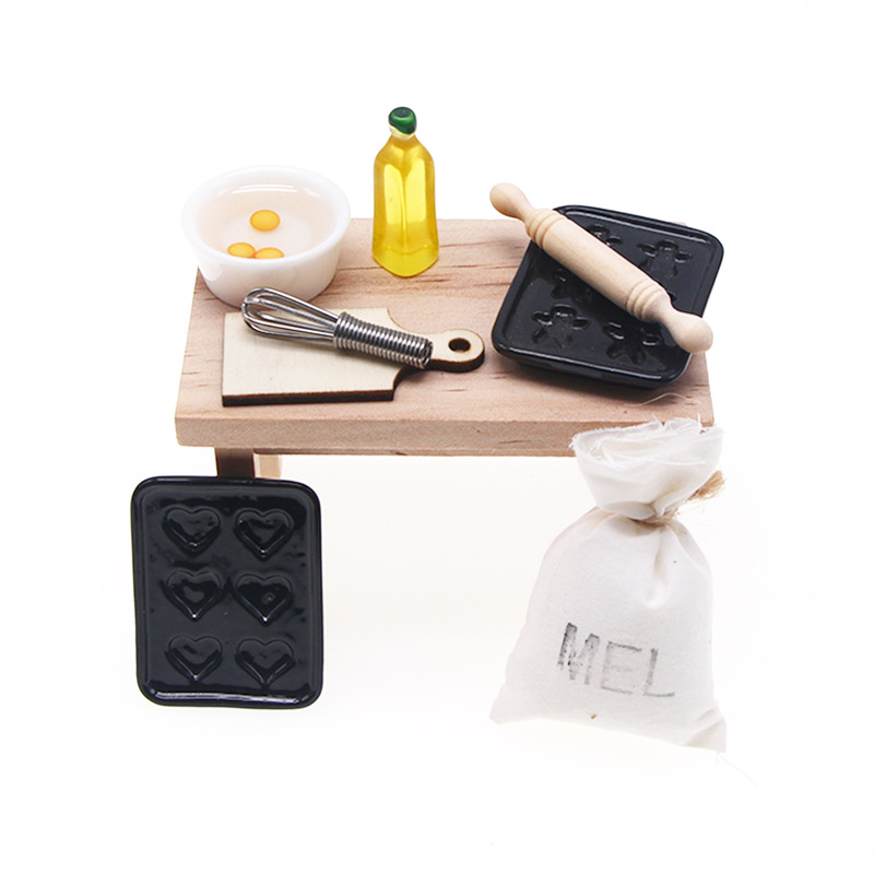 Casa de muñecas Dollhouse cocina hornear accesorios miniatura comida jugar escena mini modelo de bolsillo juguetes de cocina