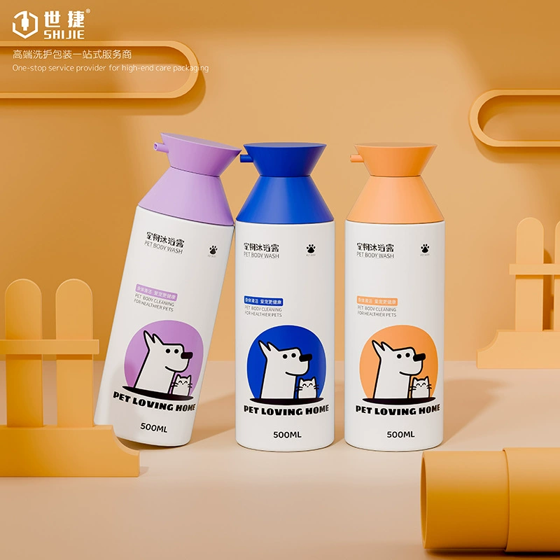 Домашние животные шампунь упаковка бутылка для кошек и собак гель для душа милый высокого класса ПЭТ бутылка на заказ 400 мл лосьон бутылка
