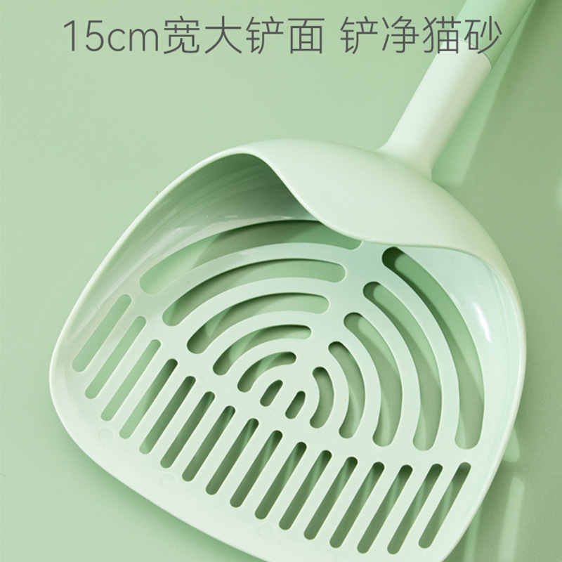 Mango largo pala de arena para gatos agujero fino pala de mierda de gato tofu arena bentonita pala de arena para gatos cuchara de arena para gatos de plástico grande al por mayor