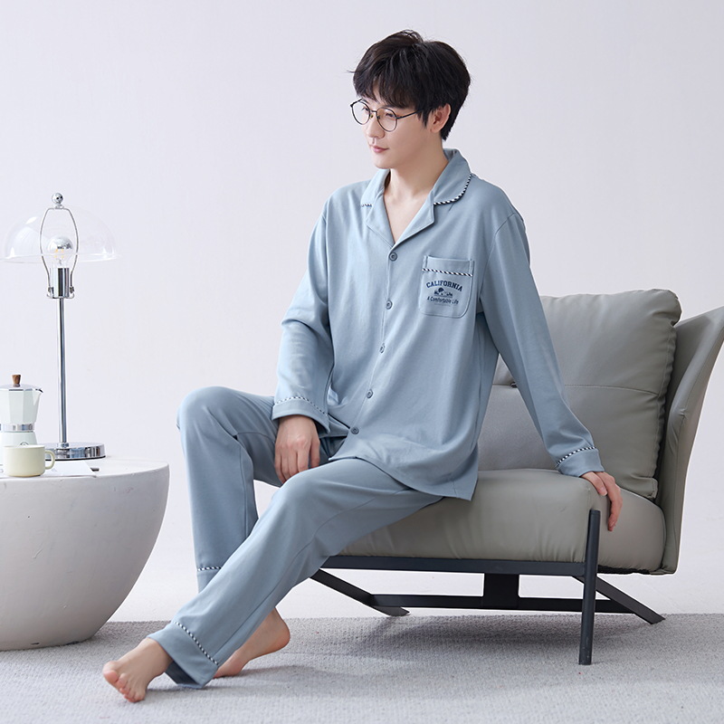 Pijamas de hombre primavera y otoño de algodón puro 2023 nuevos hombres de manga larga resistente ropa para el hogar Otoño e Invierno