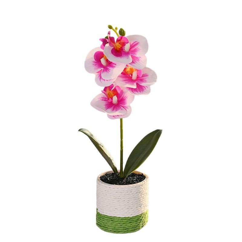 Flores falsas 4 sensación de orquídeas mariposa pequeña flor de bonsai decoración interior adornos flores artificiales imitación de maceta image 6