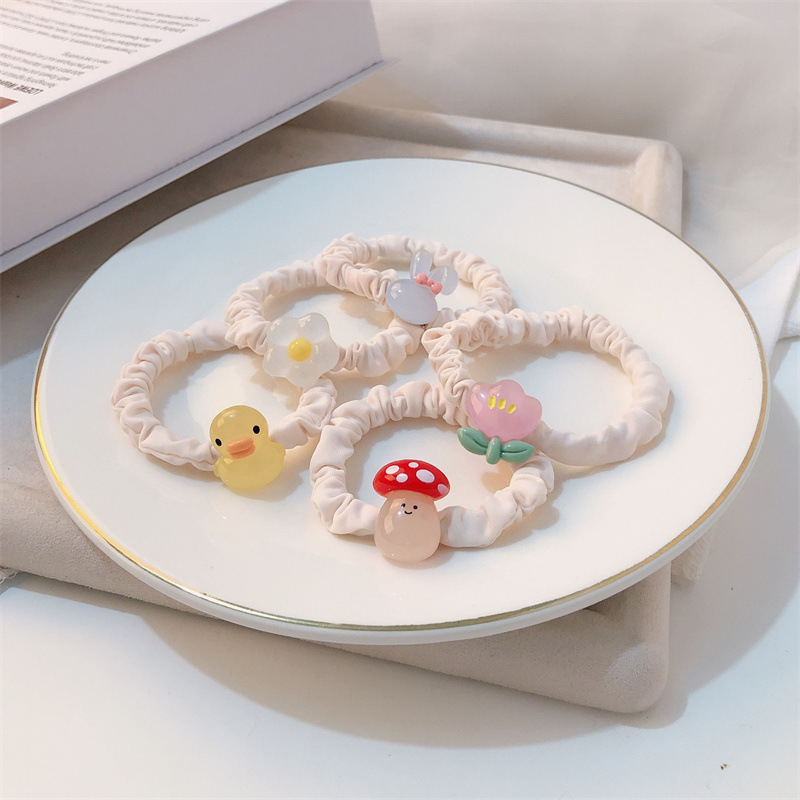 Dulces tulipanes conejo intestino delgado cuerda de cabeza de correa de goma de alta elasticidad cuerda de cabello de cola de caballo accesorios para el cabello