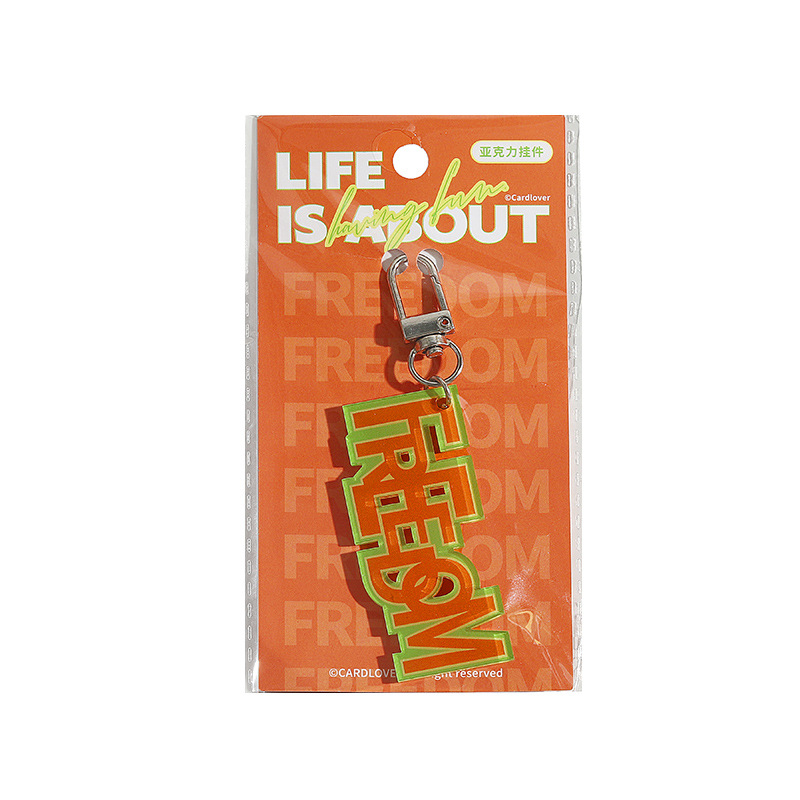 La carta de los amantes del texto de color colgante acrílico de la vida es la serie de la mejor manera para decorar la bolsa de llaves
