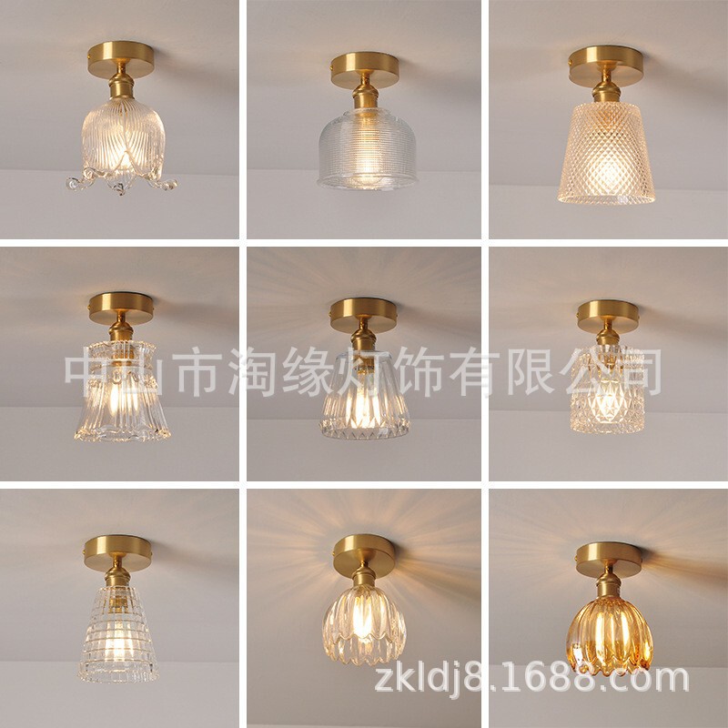 Balcony lamp corridor lamp aisle lamp Nordic modern minimalist hallway lamp small room bedroom pure brass ceiling lamp