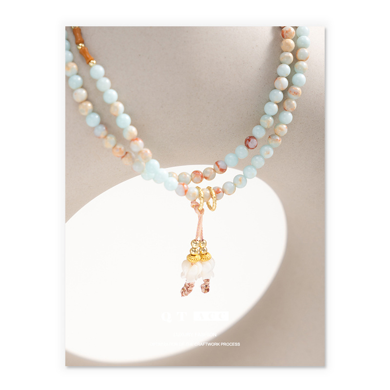 Star Moon Bodhi pulsera conchas de flores nuevo estilo chino superpuesto Shoushan piedra oliva pulsera primavera y verano 25 nuevos productos