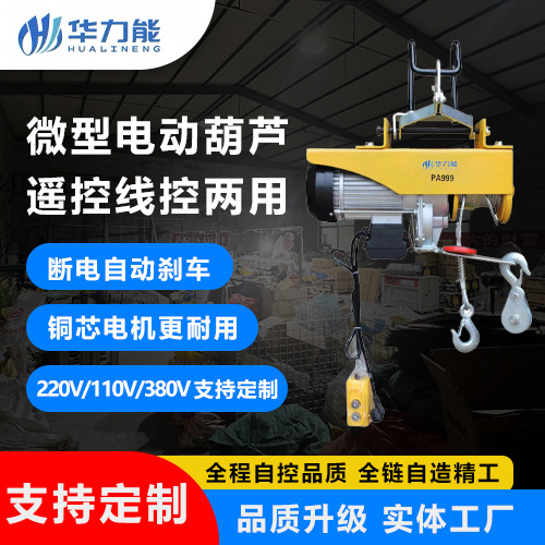 跨境批发无线遥控款家用小型升降起重机220v小吊机 微型电动葫芦