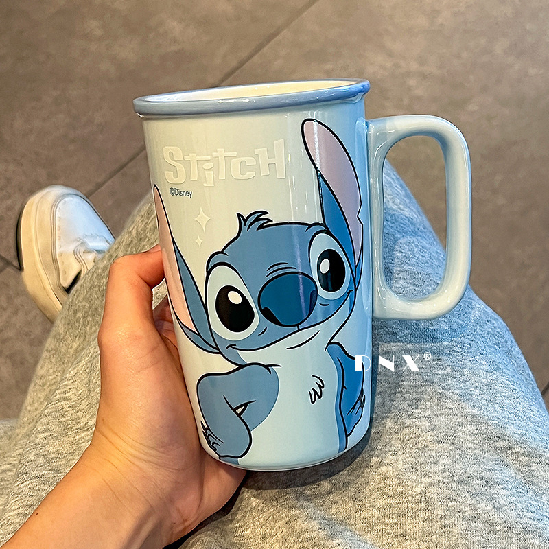 Taza de café Stitch Taza de leche de cerámica de alto valor Taza de leche para niñas lindo y creativo regalo de cumpleaños