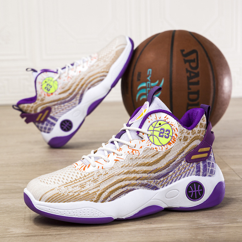 Men's Basketball Shoes Autumn New Fly-Woven Mesh Running Shoes Youth Sports Training Breathable Sports Shoes for Men