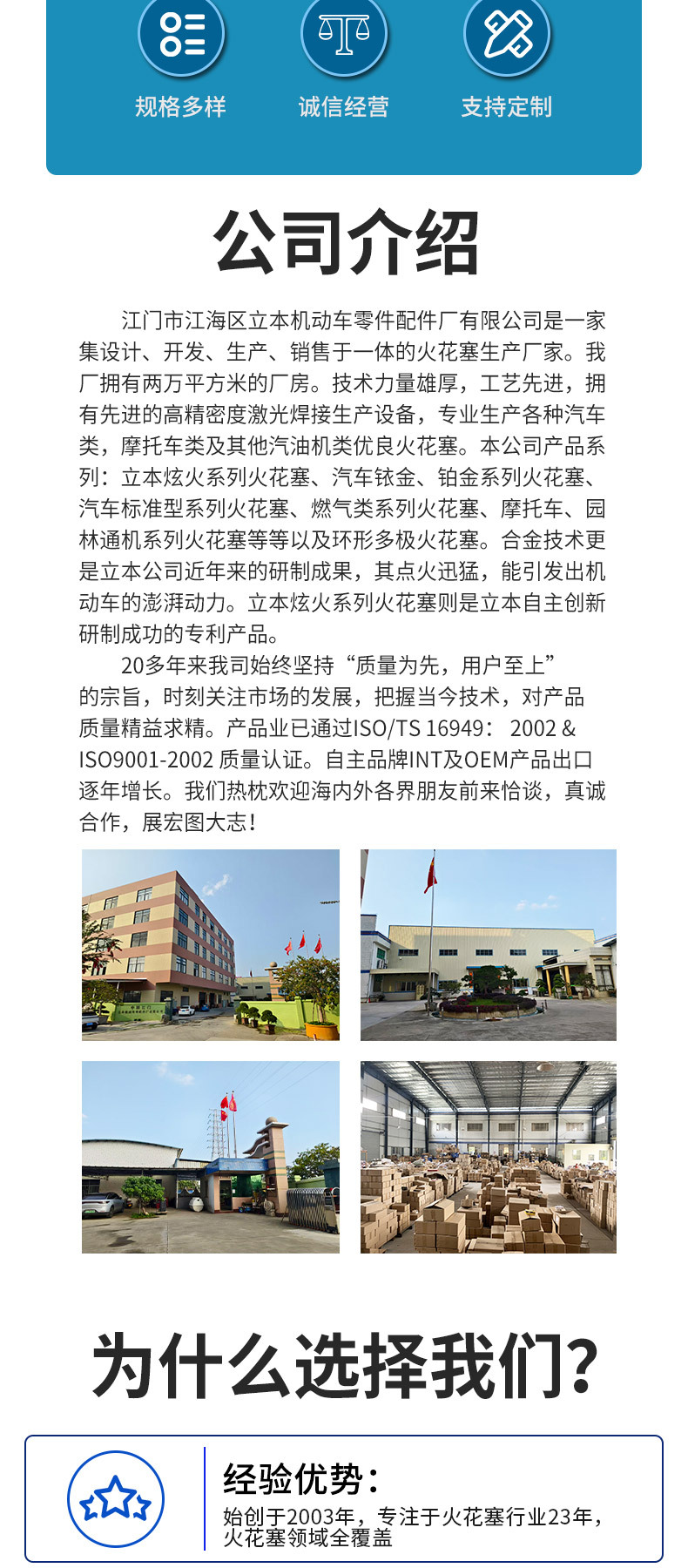Double-Pole Automotive Spark Plugs, Nickel Alloy, Automotive Engine Ignition Parts, Complete Range of Models, Direct Supply from the Factory