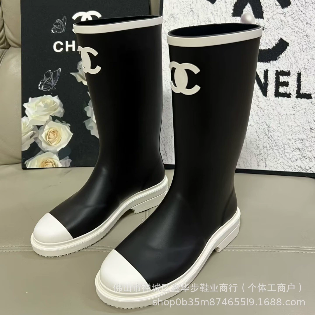 Модные универсальные нескользящие ботинки на платформе, стиль Chanel, середина голени