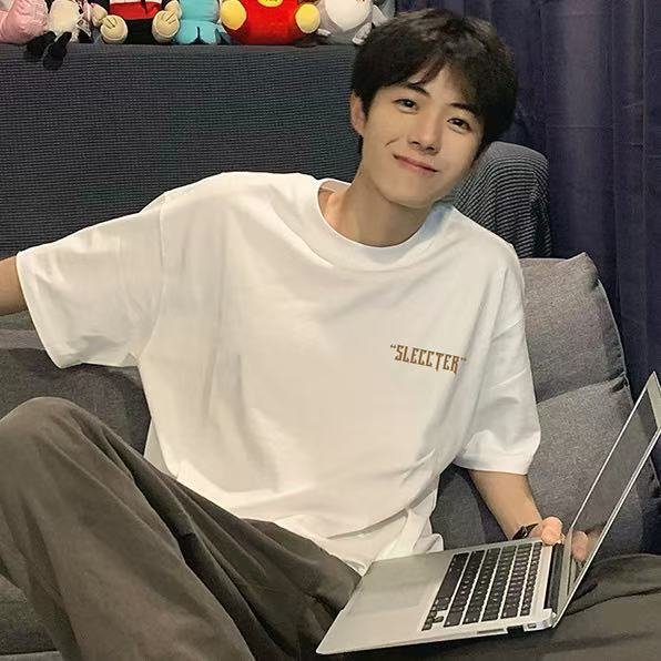 Teen Boys' Short-Sleeve T-Shirt Trendy Versatile Hong Kong Style Half-Sleeve Ins Loose Summer Clothing