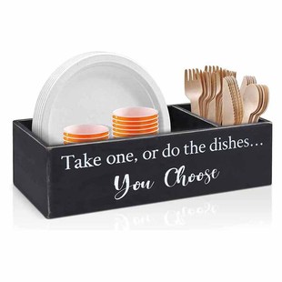 Amazon Black Disposable Tableware Kitchen Cutlery Solid Wood Desktop Compartment Storage Rack Creative Wooden Box
