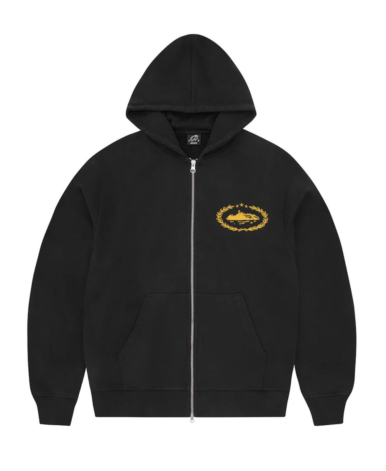 Corteiz Alcatraz nueva con cremallera hoodie suelta alta calle de moda americana conjunto de pantalones de impresión transfronterizos