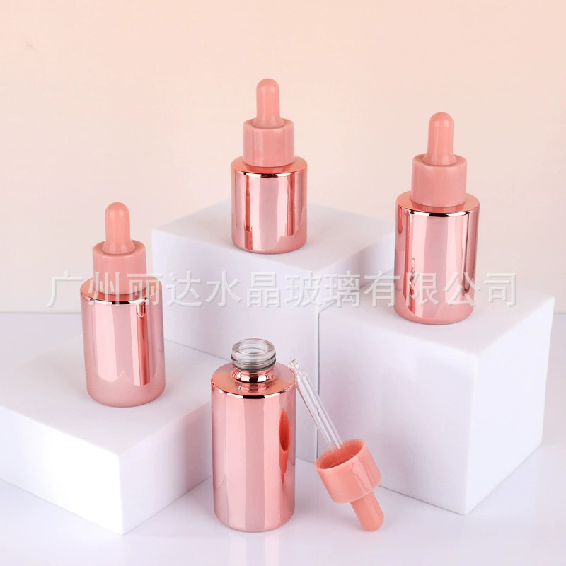 Lida 20ml Гальваника из розового золота капельница Давление стеклянная бутылка 30ml Экстракт сырое жидкость бутылка 40ml плоская плечальная бутылка
