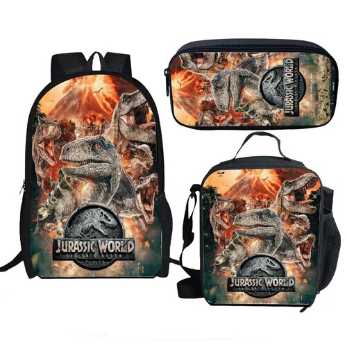 Jurassic World Dinosaur Backpack Student Print School Bag Cartoon