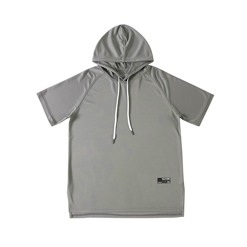 Camiseta con capucha de los hombres de manga corta color sólido Deportes de verano moda Ins con capucha hip hop media manga camiseta de moda Marca Ropa de hombre