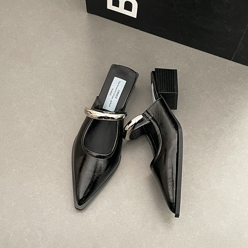 Летние сланцы с острым носком, slides, обувь, кроссовки, стиль Chanel, французский стиль, премиум