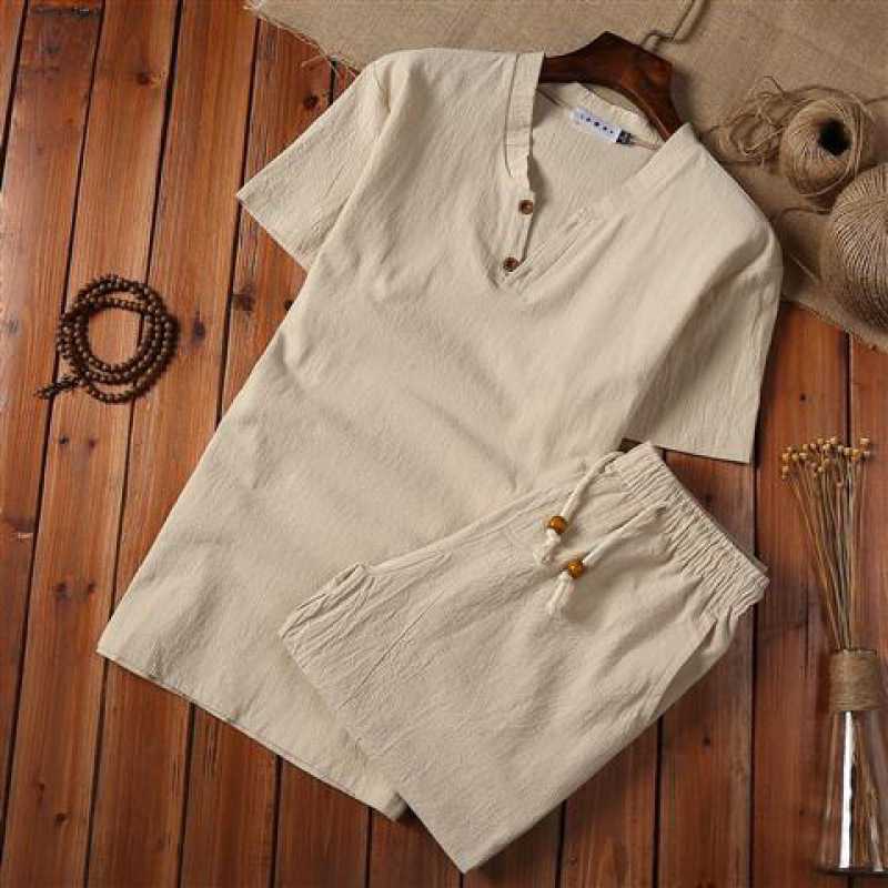 Khaki 2 Buckle Linen Shorts suit