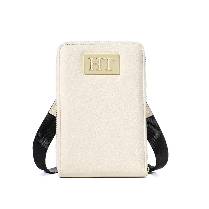 Bolso del teléfono móvil con cremallera bolso de hombro simple del color sólido de las mujeres cartera multifuncional bolso de cuero de las mujeres bolso del teléfono móvil al por mayor