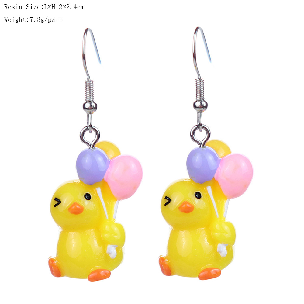 1 Pair Cartoon Style Cute Duck Plastic Drop Earrings display picture 2