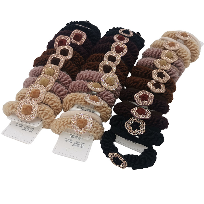A2937 Círculo de Diamante Twist cuerda dos bandas de goma cuerda de pelo banda de pelo chica tocado corbata de pelo 2 yuanes tienda