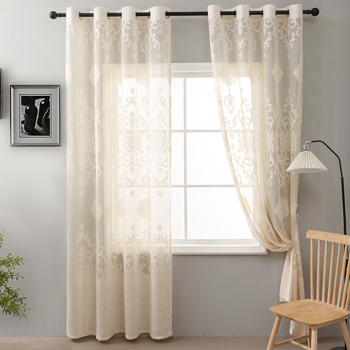 Rideaux à anneaux en fer à motif de pièces de cuivre de style américain pour la maison_voghion.com
