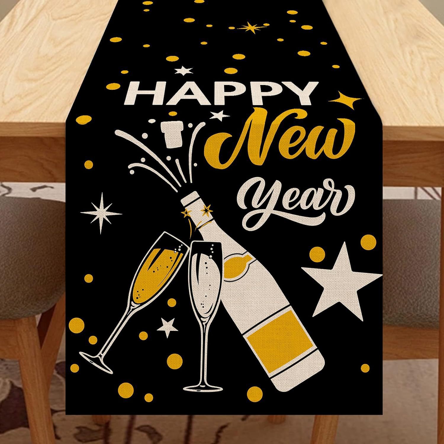 Bandera de Año Nuevo Fiesta de comedor Celebración Decoración Mesa de comedor Feliz Año Nuevo Hogar chimenea porche Mesa de mesa