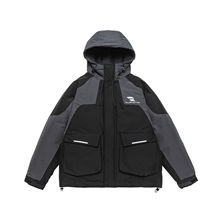 2024大码90白鸭绒工装连帽羽绒服男款冬季潮流反光宽松设计感外套