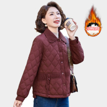 妈妈冬装外套洋气短款棉衣中老年人女春秋翻领保暖阔太太羽绒棉服