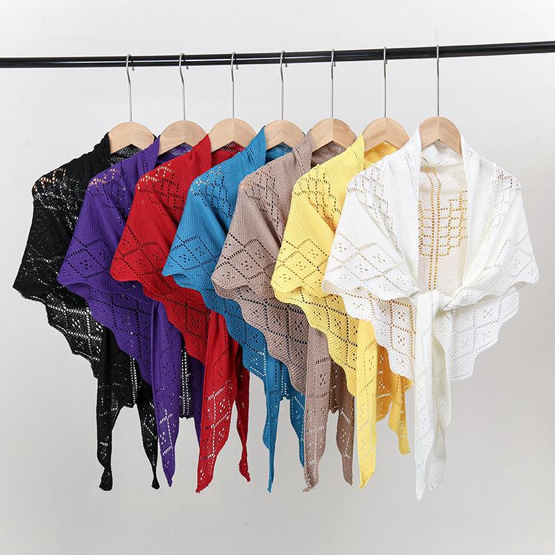 (2개) 새로운 서스펜더 스커트 니트 숄 중공 목 가드 따뜻한 에어컨 룸 외부 장식 숄 모조 캐시미어 가디건