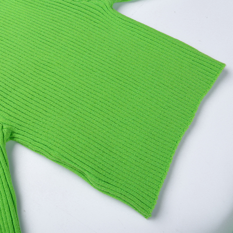 Title 17, Sunken Stripe Knitted Skirt Short Sleeve Suit A...