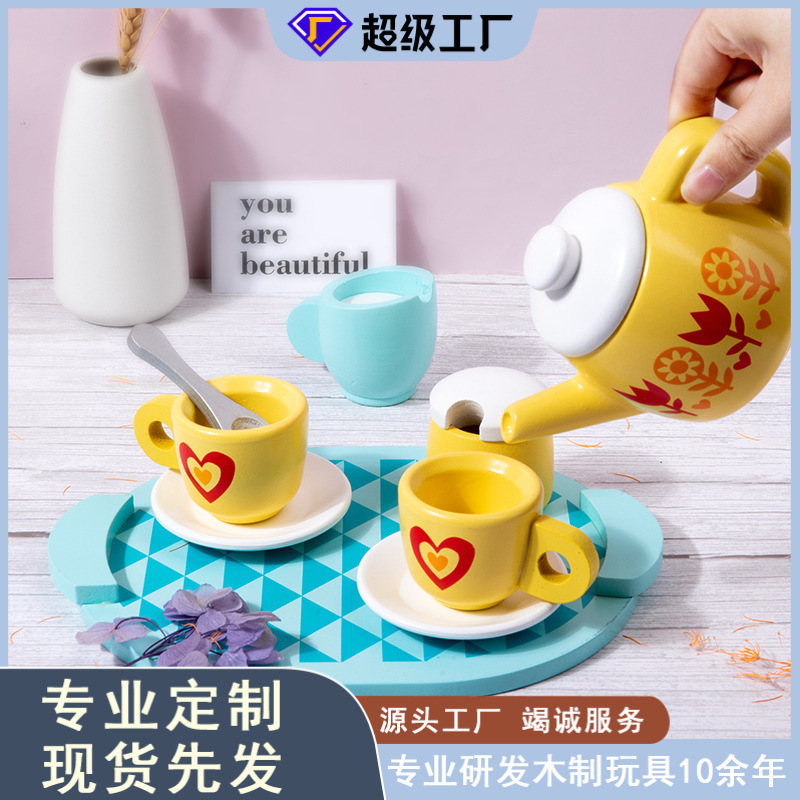Educación temprana simulación educativa juego de té de la tarde cocina de las niñas mini taza de té juguetes de madera para niños
