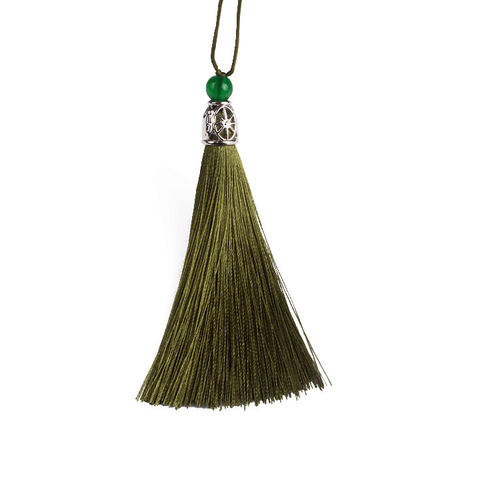 Green jade bead hollow hat tassel tassel vertical polyester tassel tassel pendant bookmark small tassel hanging tassel accessories